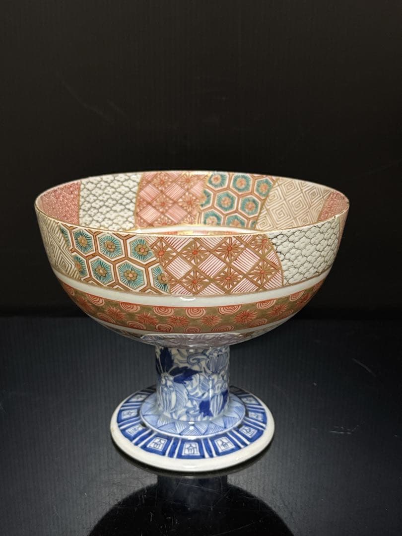 極上 幕末〜明治期 古伊万里 細密染錦金蘭彩色捻紋 盃洗 鉢