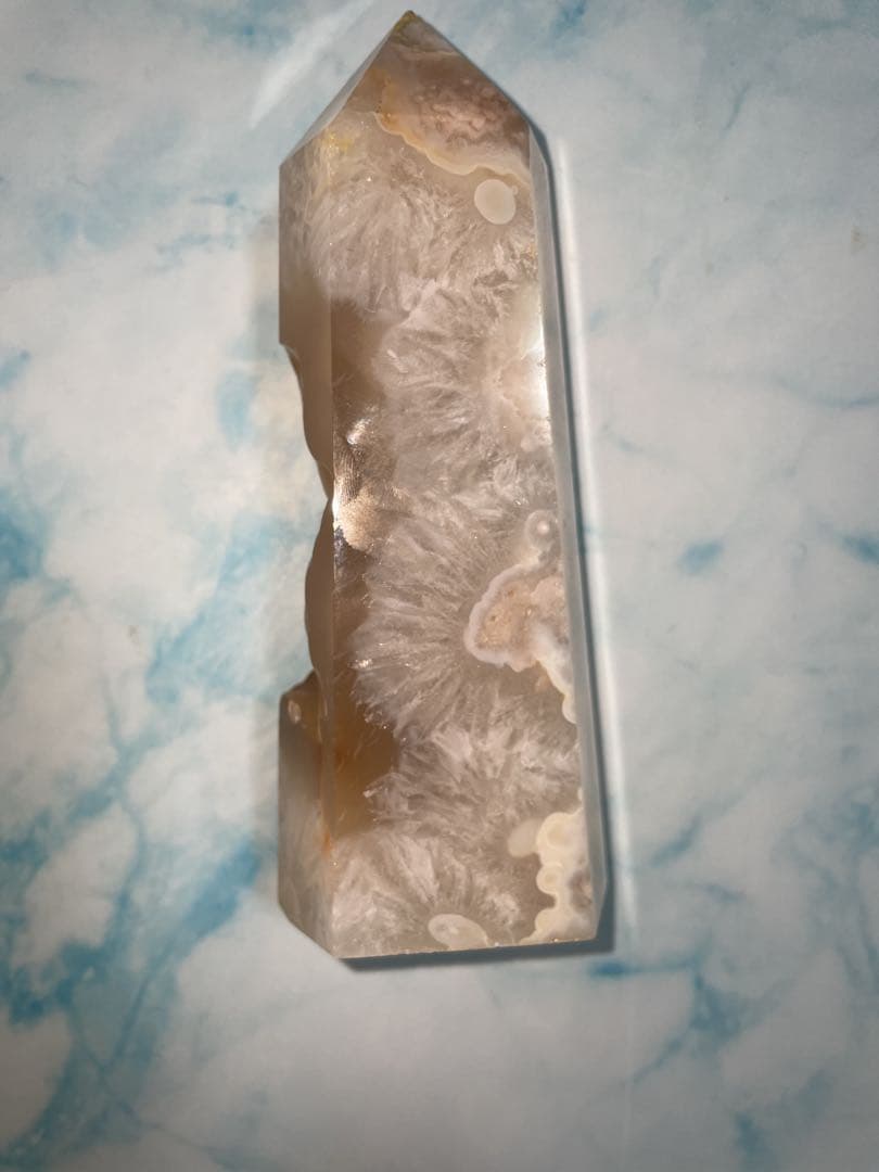 フラワーアゲート タワー 桜瑪瑙 天然石インテリア 天然石 置き物