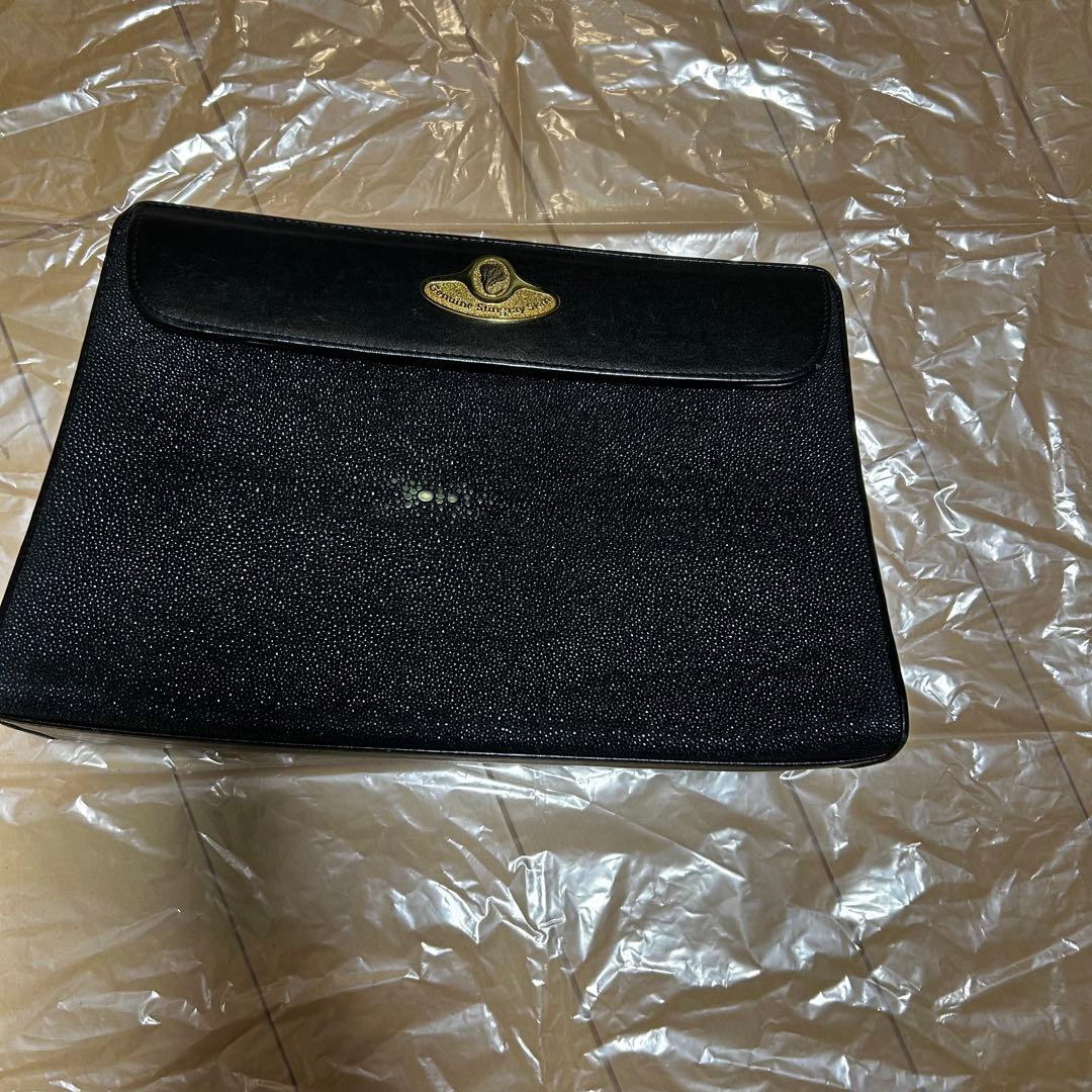 希少　ガルーシャ　エイ革　スクラッチ　ハンドバッグ　ゴールドロゴ