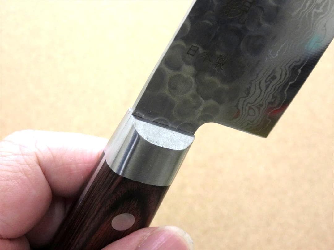 関の刃物 三徳包丁 185mm 鎚目鍛造 VG-10 ダマスカス 両刃 万能包丁