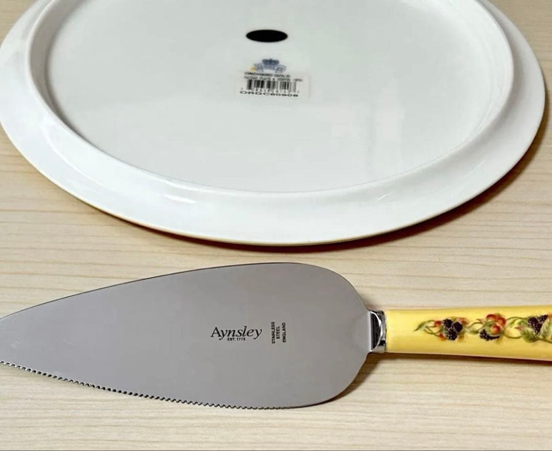 エインズレイ オーチャードゴールド　ガトープレート&ケーキサーバー　未使用品