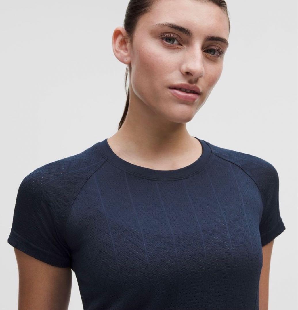 新品 ルルレモンSwiftly Pointelle S.S. Shirt（紺）