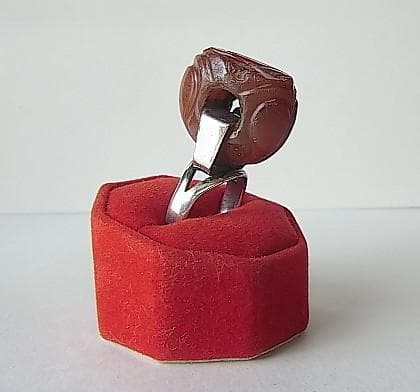 ★Q2402★13号 シルバー銀リング (A56) 古代　瑪瑙　印章　指輪