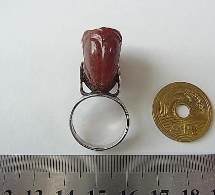 ★Q2402★13号 シルバー銀リング (A56) 古代　瑪瑙　印章　指輪