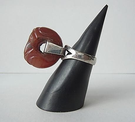 ★Q2402★13号 シルバー銀リング (A56) 古代　瑪瑙　印章　指輪