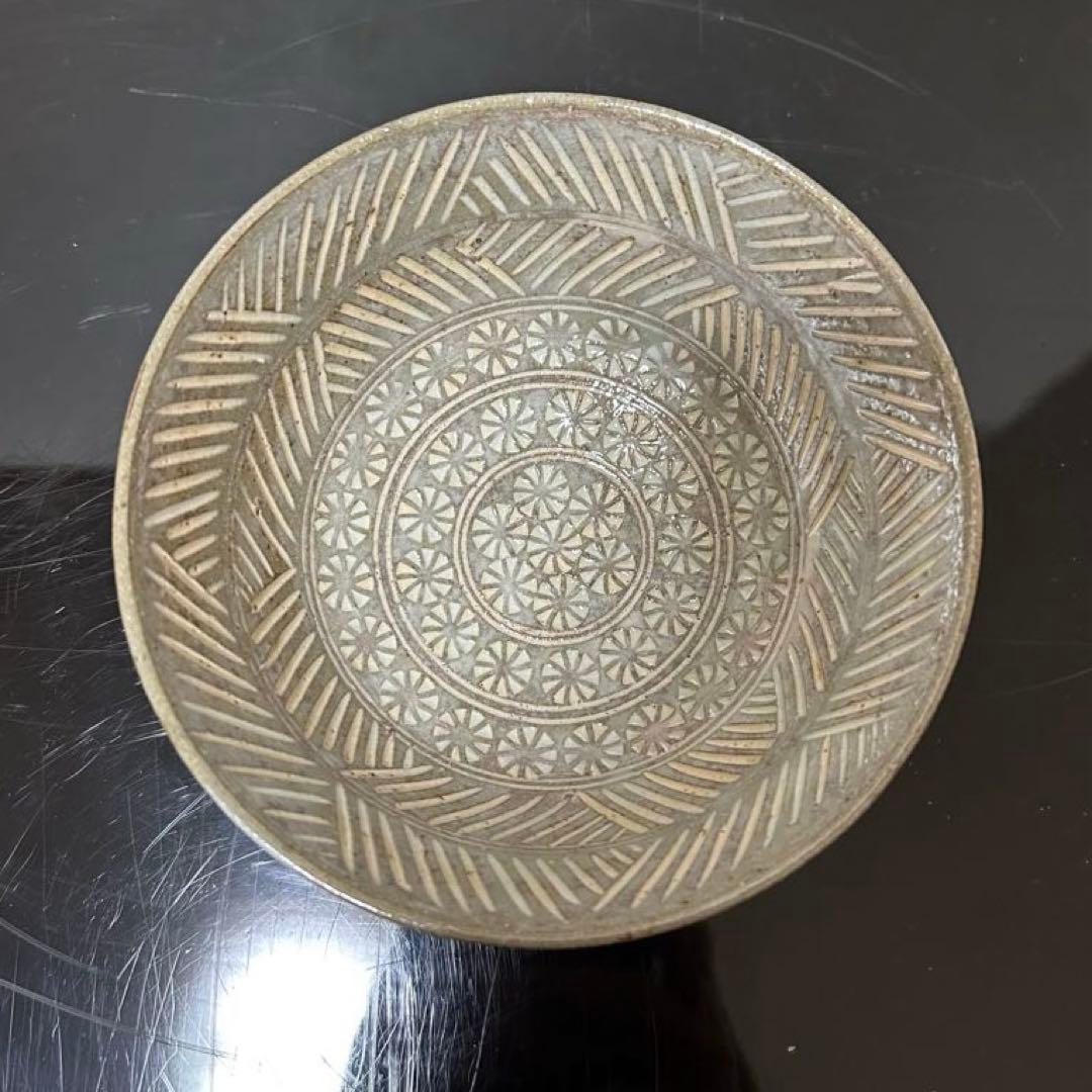 吉向翔平　彫三島茶碗　茶道具懐石鵬雲斎坐忘斎淡々斎即中斎而妙斎棗水指茶杓水屋釜