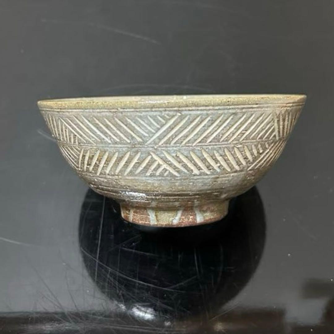 吉向翔平　彫三島茶碗　茶道具懐石鵬雲斎坐忘斎淡々斎即中斎而妙斎棗水指茶杓水屋釜