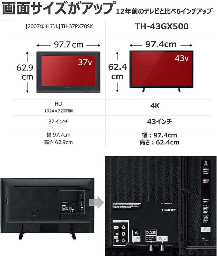 ❤️値下げ❤️送料込/匿名配送★パナソニック 43V型 4Kチューナー 液晶テレビ