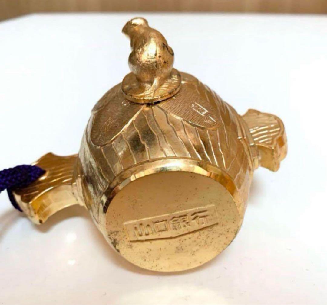☆匿名配送 山口銀行 黄金ネズミ貯金箱 打出の小槌 開運招福 縁起物 鍵付き 鼠