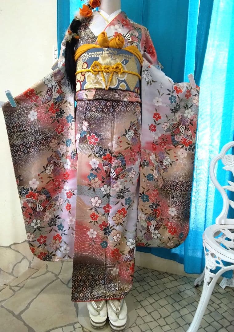 振袖フルセット、正絹振袖、成人式、重ね衿、帯揚げ帯締め、西陣袋帯、襦袢