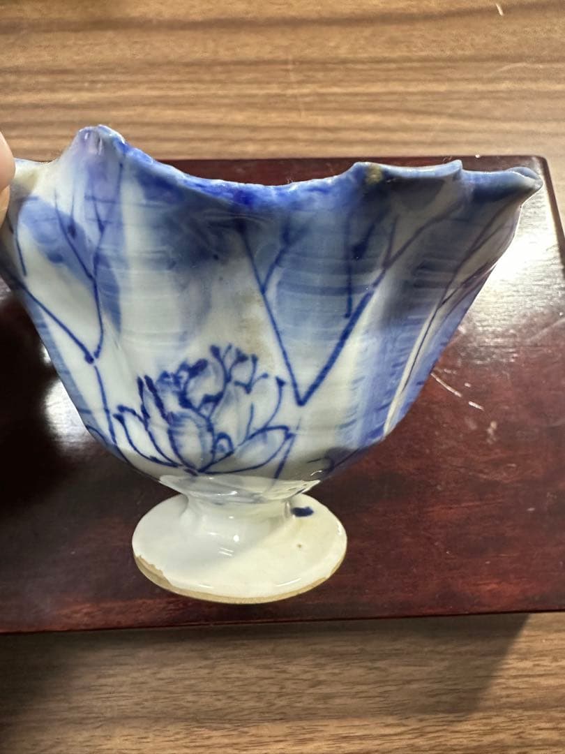 宮田亀寿造　蓮の葉文　青華建水　鉢