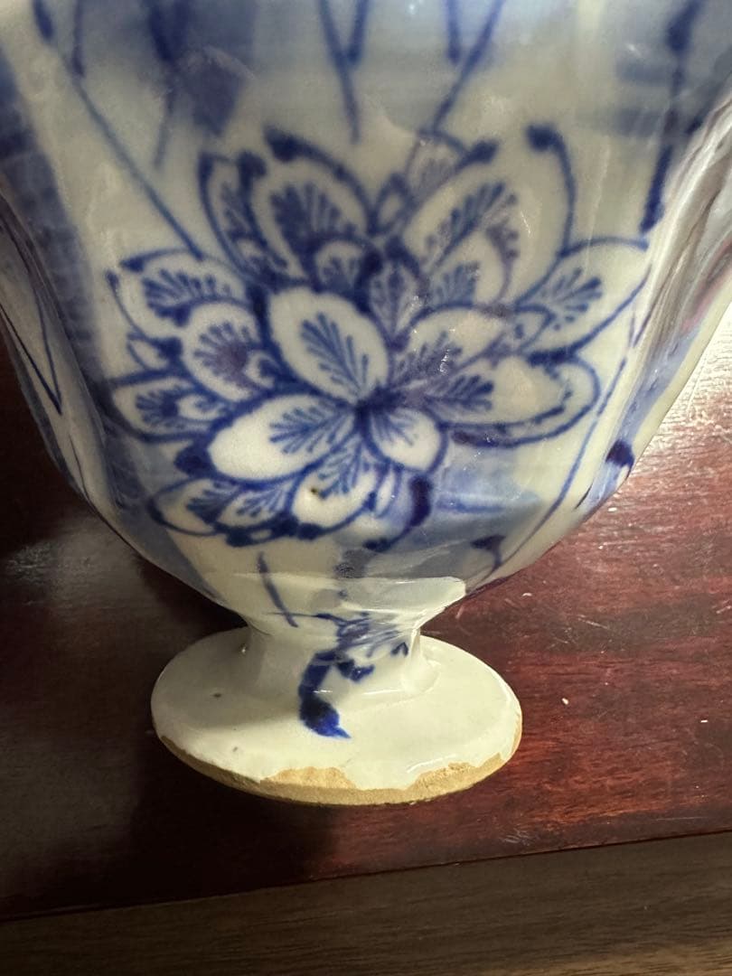 宮田亀寿造　蓮の葉文　青華建水　鉢