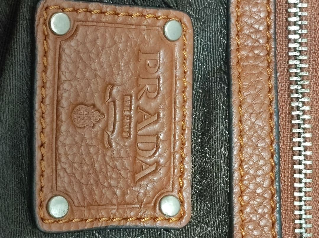 old PRADA ブラウン レザー ショルダーバッグ ハンドバッグ