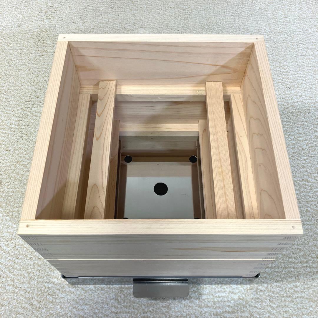 天然木角型二段せいろ21㎝（蒸台&すのこ付）未使用品
