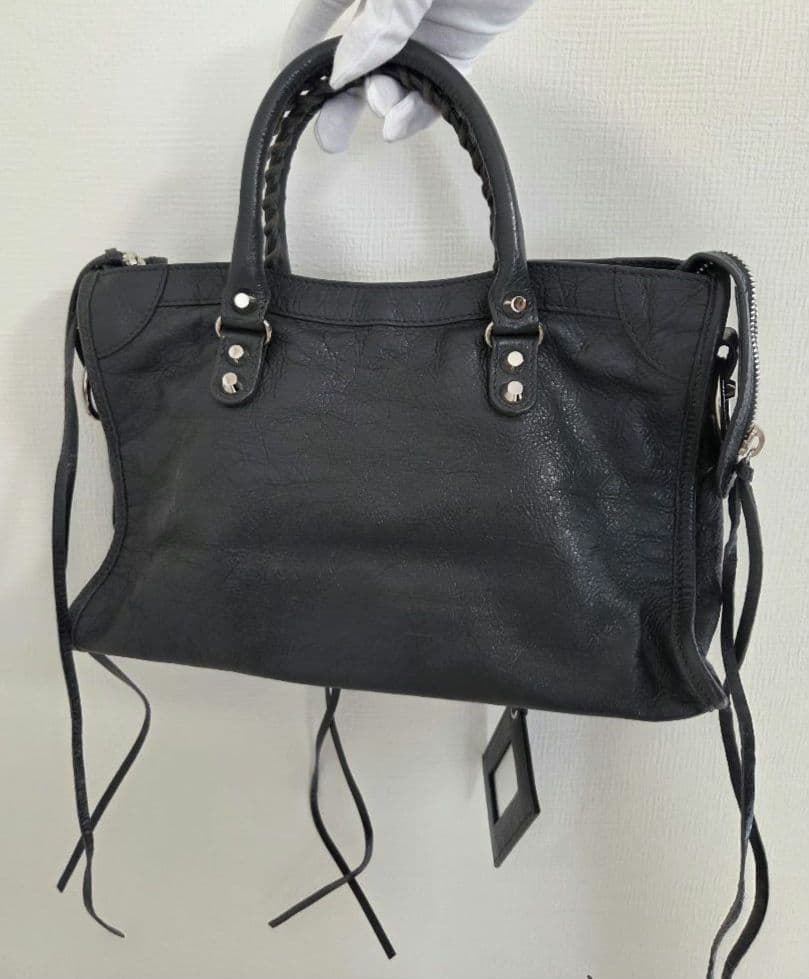 バレンシアガ クラシックシティ レザー グレー ミラー付き 2way