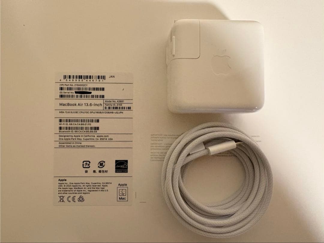 Macbook Air M2 16GB 512GB USキーボード