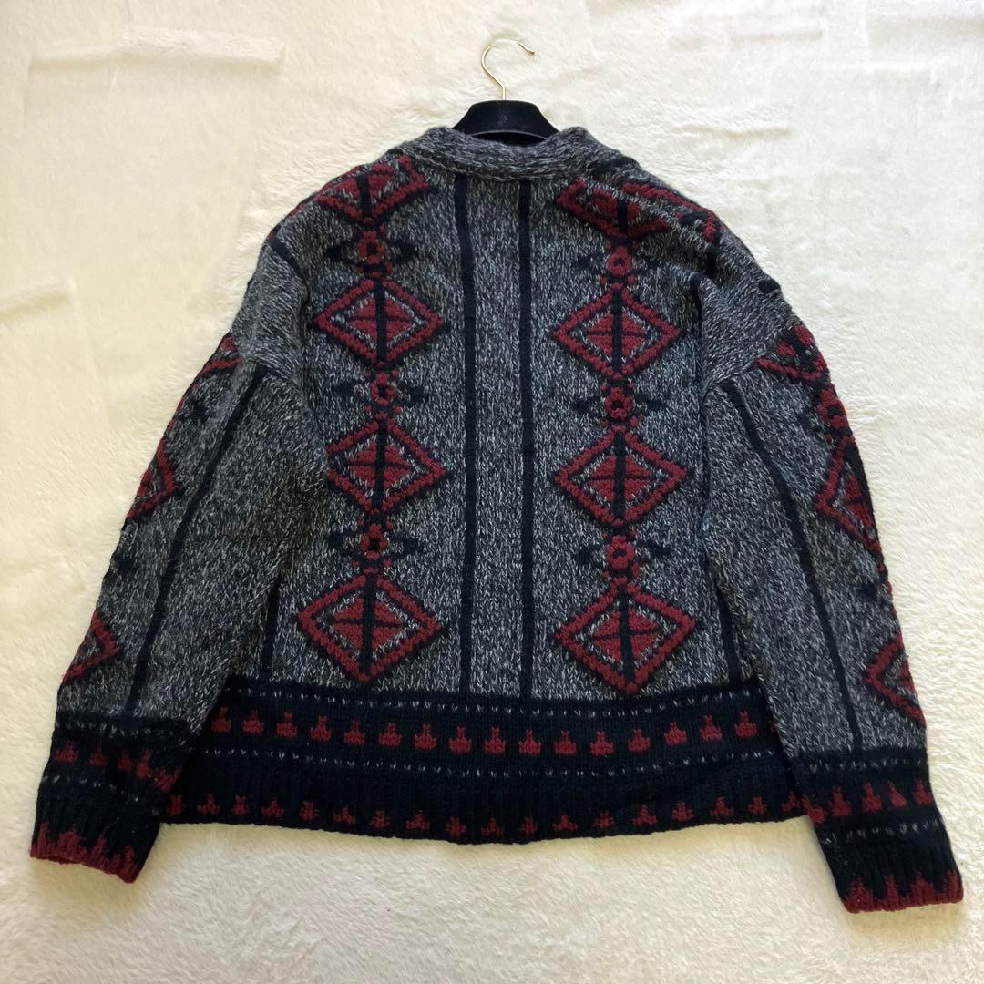エトロ カーディガン ジャカード カウチン 42 高級 イタリア製 ネイティブ柄