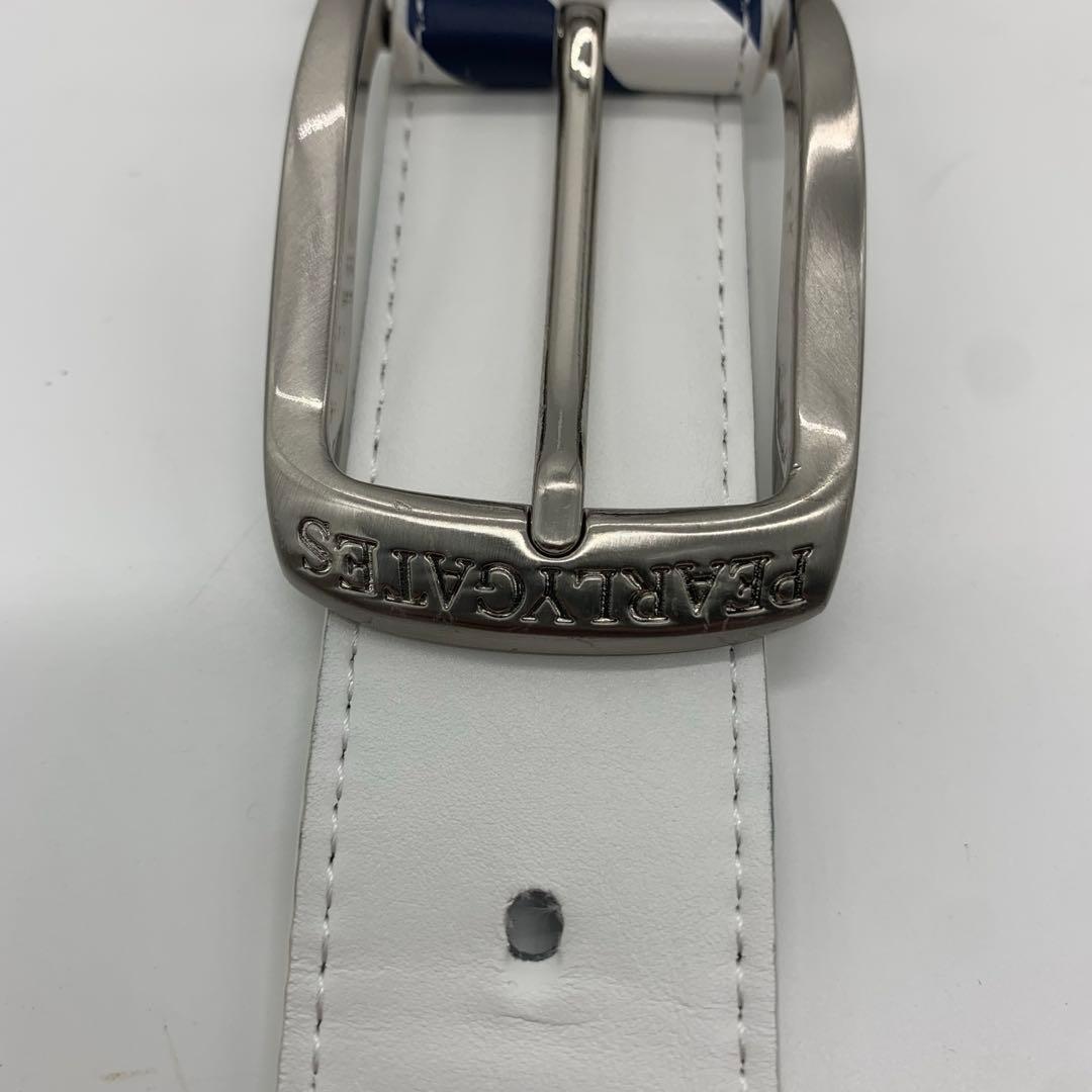 美品✨パーリーゲイツ ベルト ストライプ 刺繍ロゴ メンズ レザー ホワイト