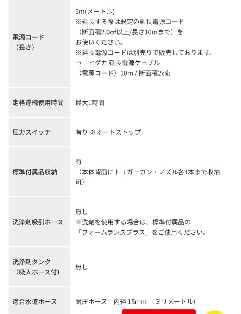 【ヒダカ】新品未使用・高圧洗浄機HKU-1885・自吸セットHKP-JSET