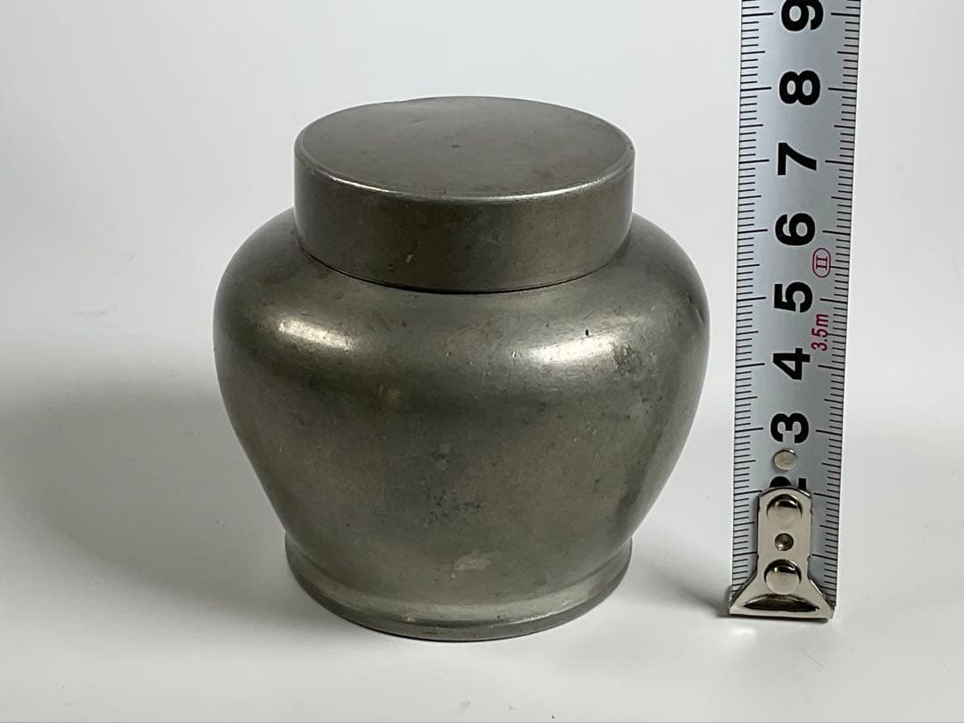 錫　茶入れ　英祥堂造　茶道具　煎茶道具