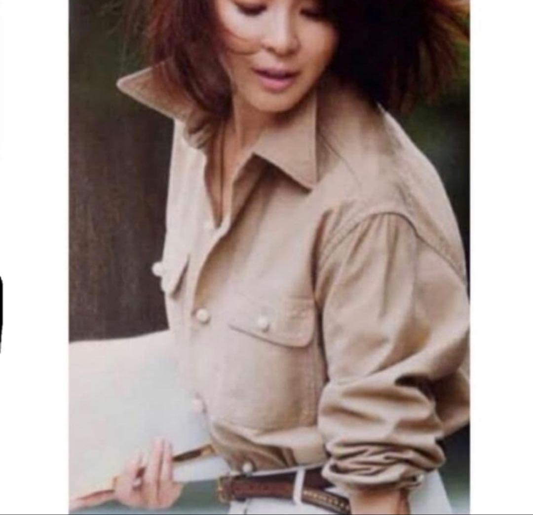 マディソンブルー パールボタン ハンプトン シャツ ベージュ