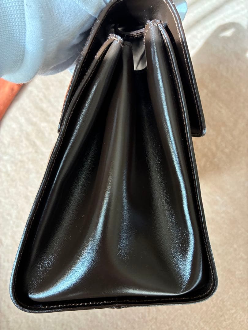 ロエベ　ダークブラウン レザー ハンドバッグ