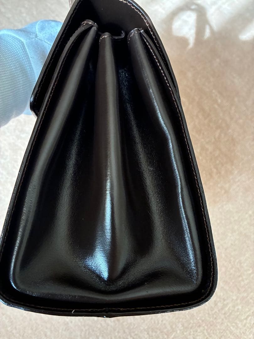 ロエベ　ダークブラウン レザー ハンドバッグ