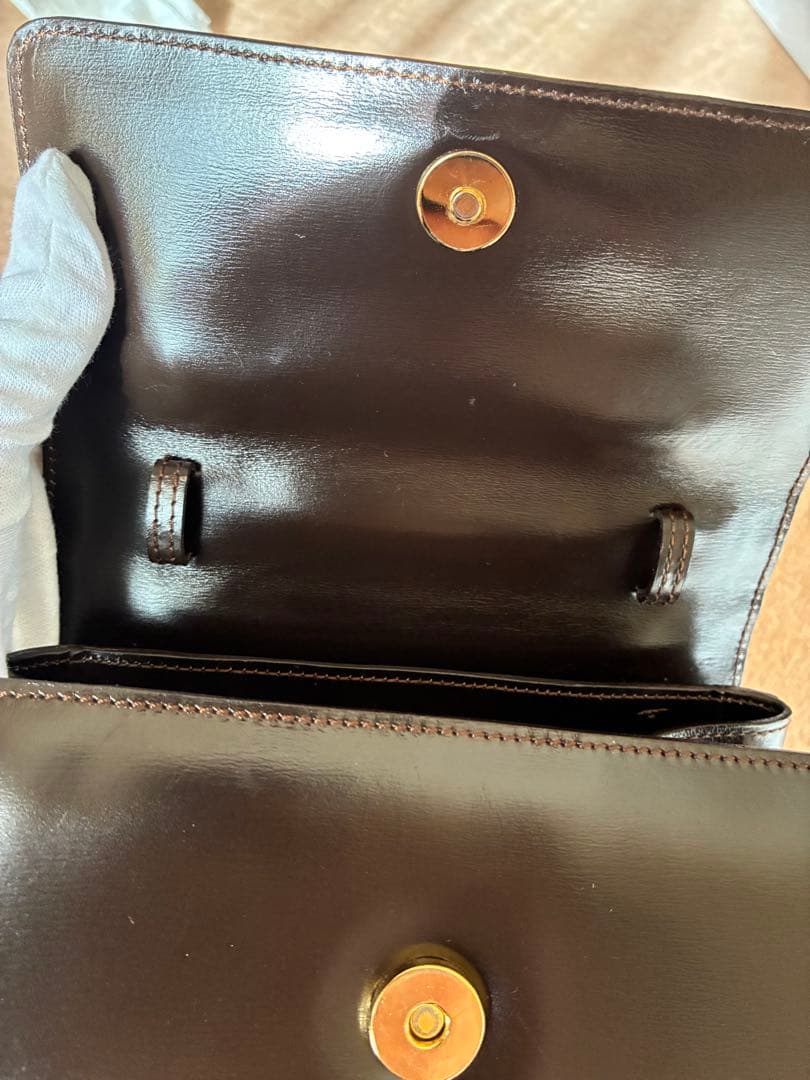 ロエベ　ダークブラウン レザー ハンドバッグ