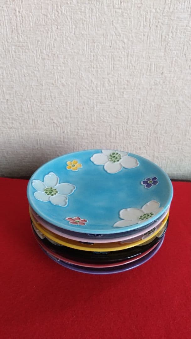 昇峰　京焼　清水焼　交趾　いっちん　皿　小皿セット