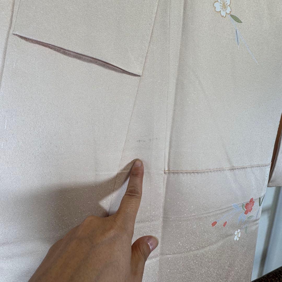 しつけ付　超美品　正絹　袷　現代　広襟　訪問着　着物　163 肌色