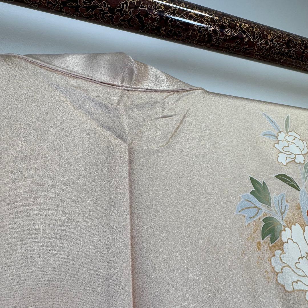 しつけ付　超美品　正絹　袷　現代　広襟　訪問着　着物　163 肌色