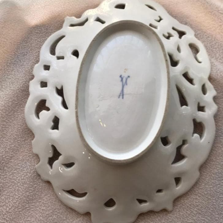 マイセン　金彩　透かし　楕円皿