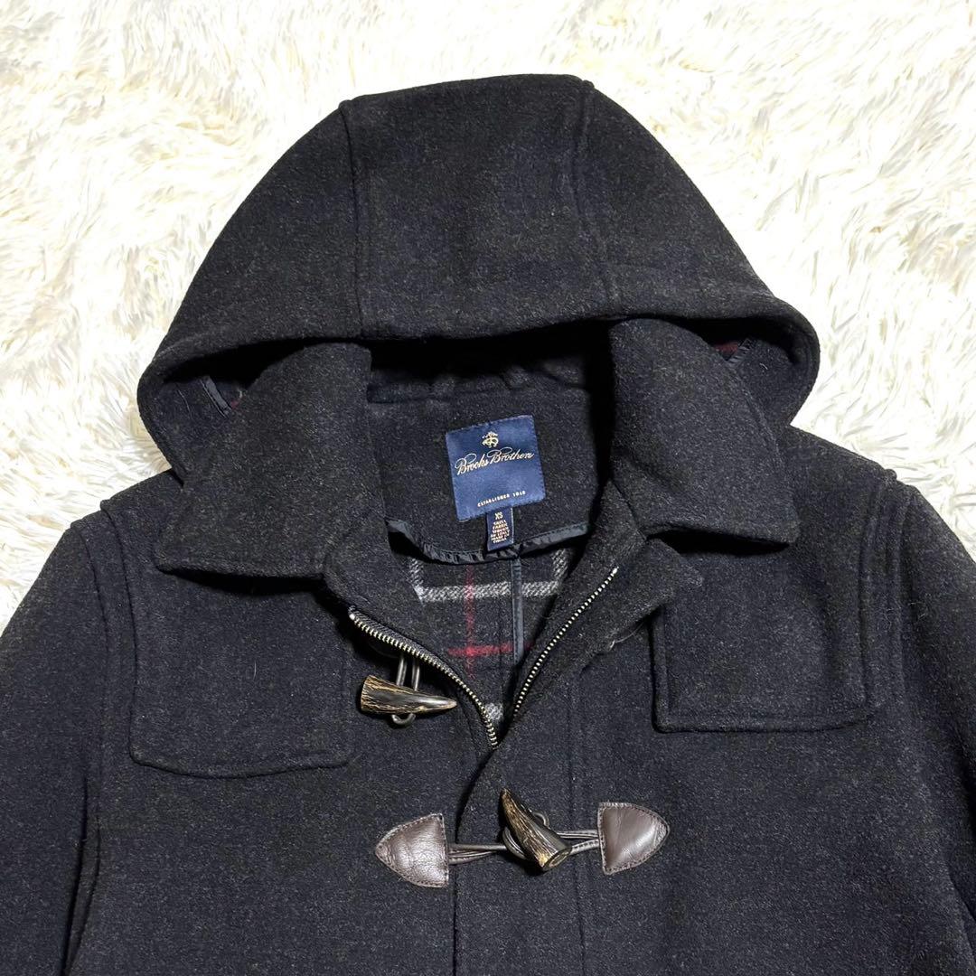 【極美品】ブルックスブラザーズ　ダッフルコート　チェック　フード　ウール