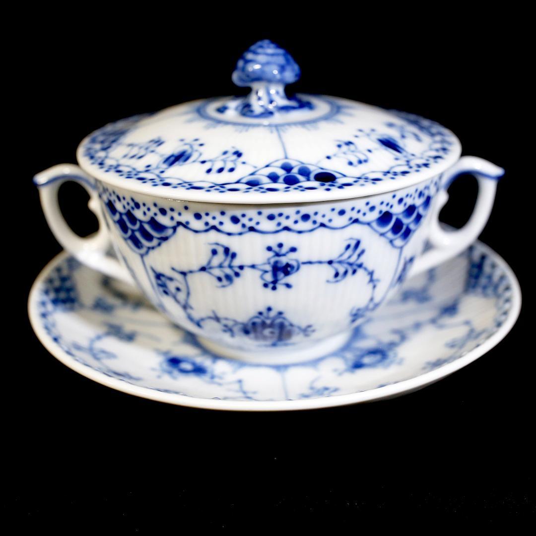 【美品 ２客】ロイヤルコペンハーゲン ハーフレース ダブルハンドル スープカップ