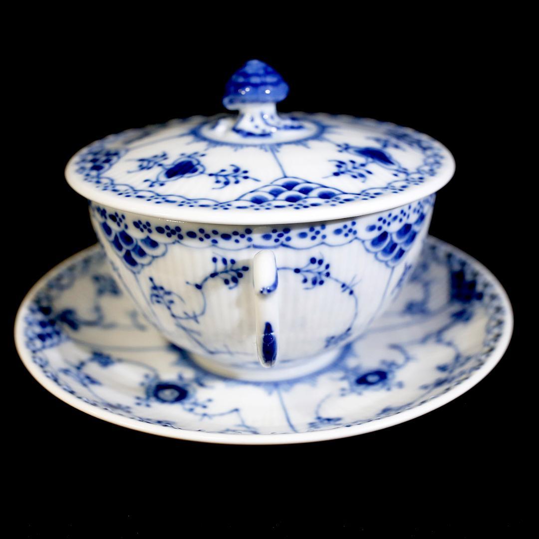 【美品 ２客】ロイヤルコペンハーゲン ハーフレース ダブルハンドル スープカップ