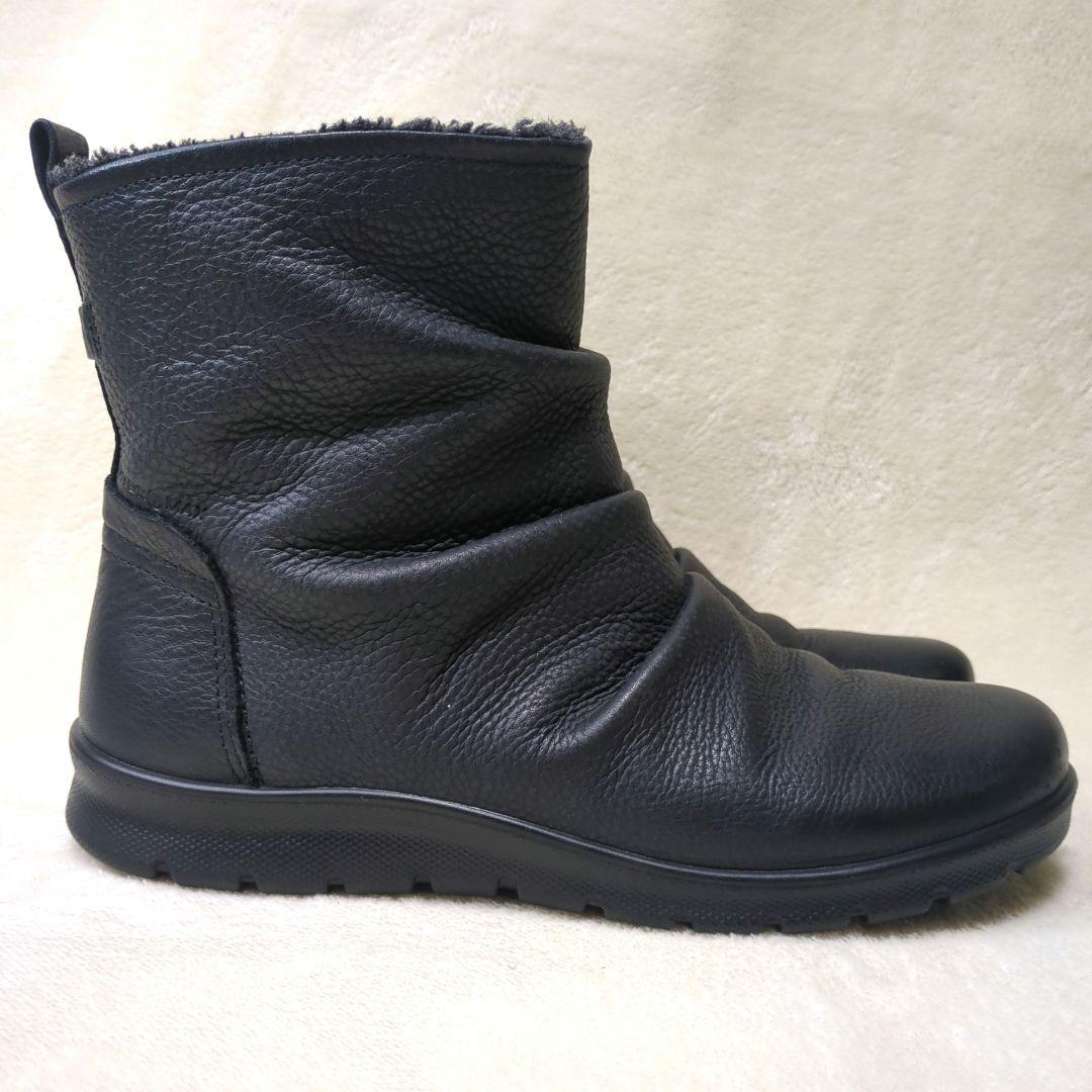 エコー【美品】BABETT BOOT　撥水　レザー　サイドジップ　フラットブーツ