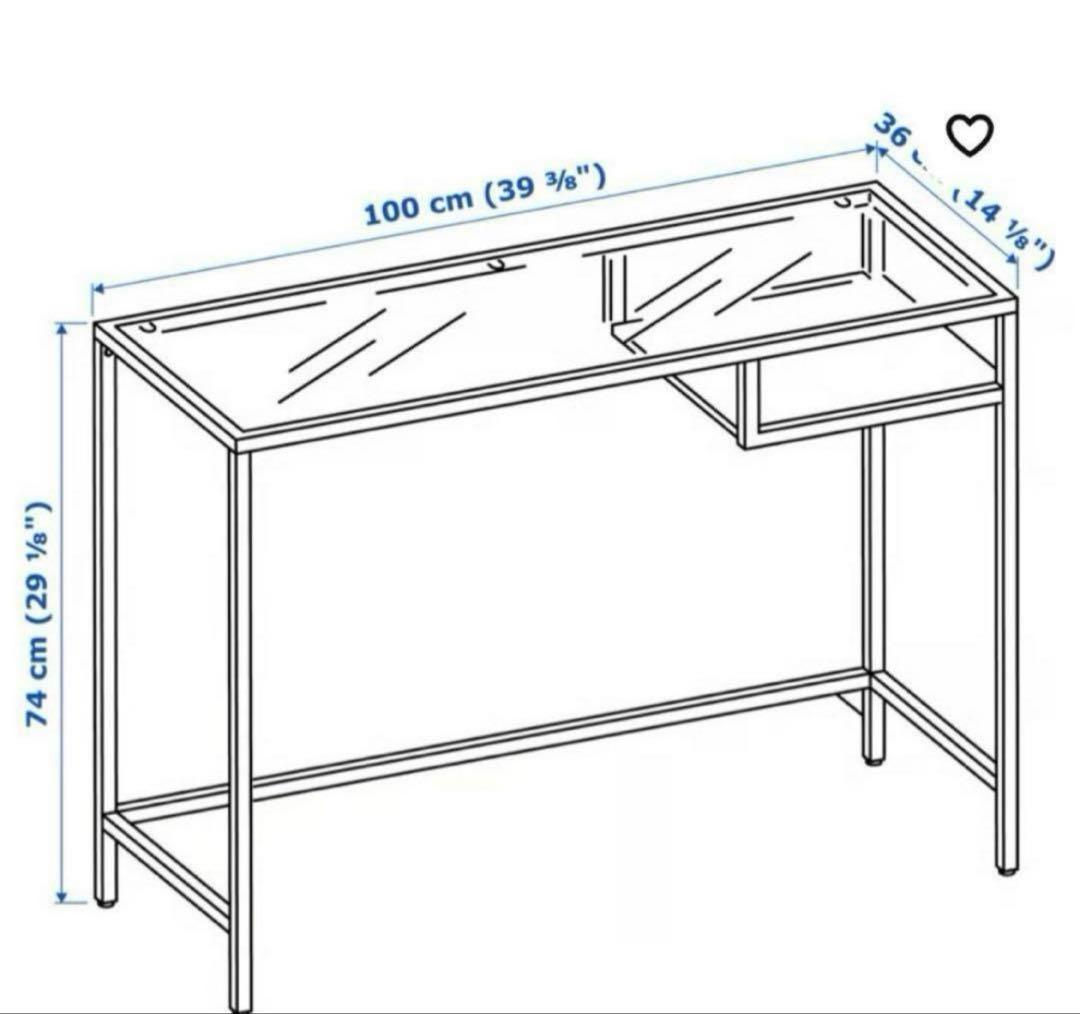 IKEA VITTSJÖ ヴィットショー デスク 机 ホワイト廃盤 ガラス 直接