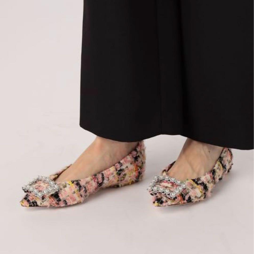 【新品】PIPPICHIC ANNA V JWL ツイードフラットシューズ36