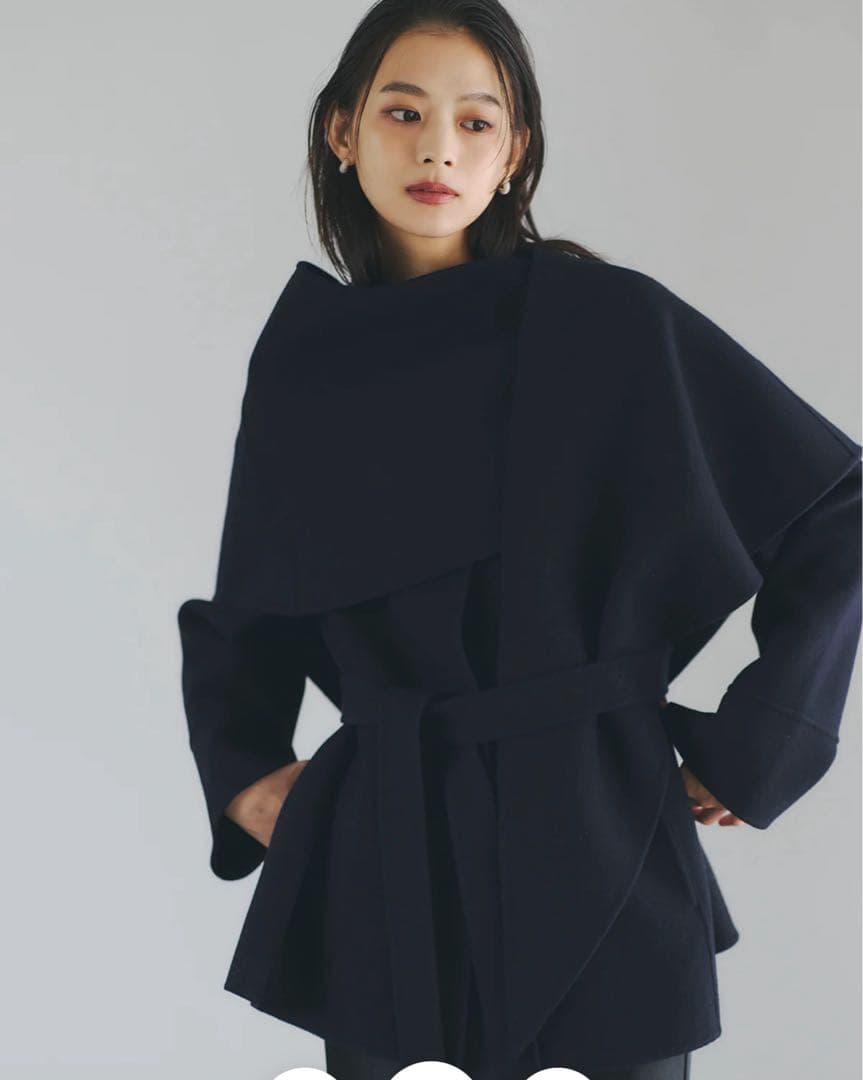 anuans リバーウールミドルマフラーコート