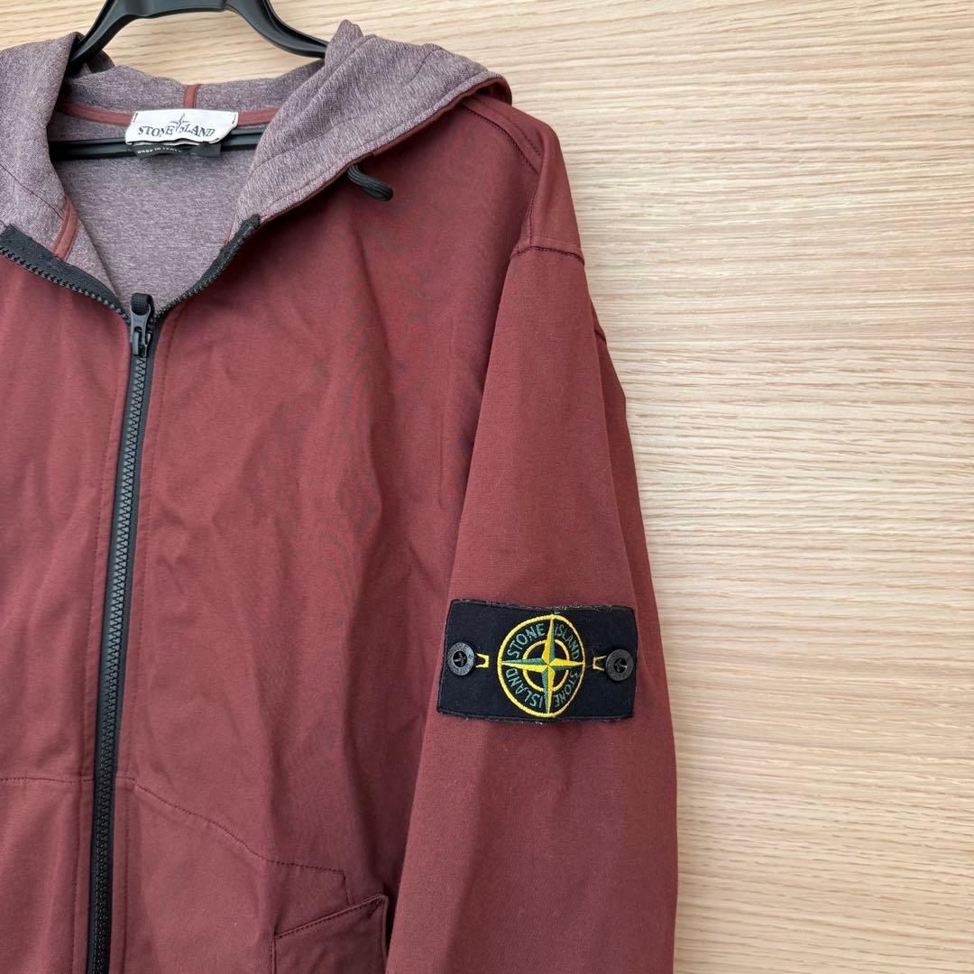 Stone  フード付きナイロンジャケット バーガンディ