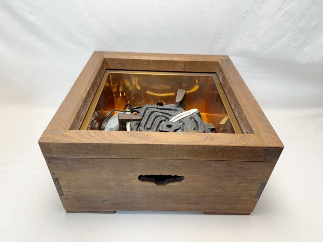 未使用 茶道具 桑 置炉 炉 置炉用炭型電熱器 釜師閑浄造 筒釜3点セット共箱