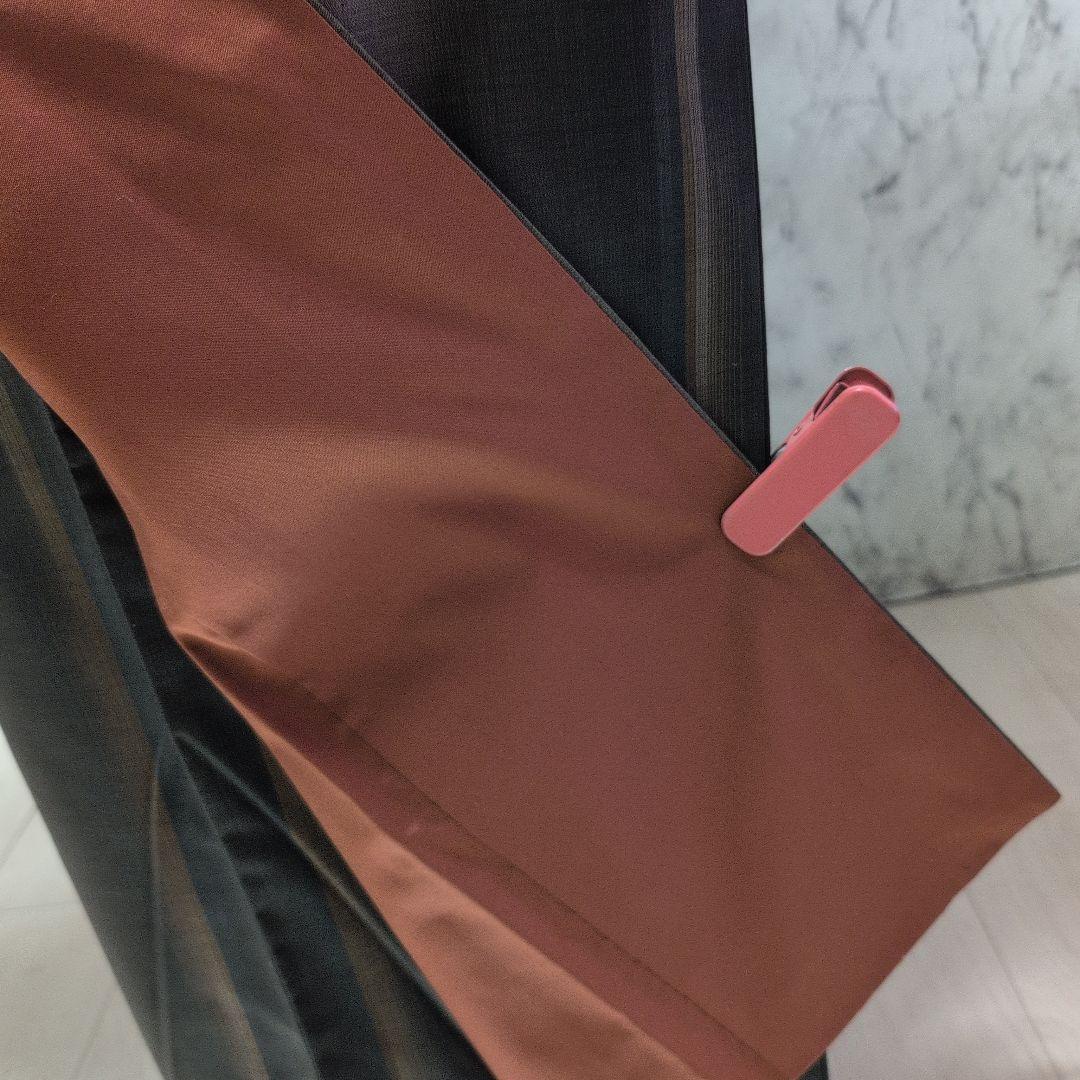 正絹大島紬小紋着物 　ストライプ　モスグリーン系色々