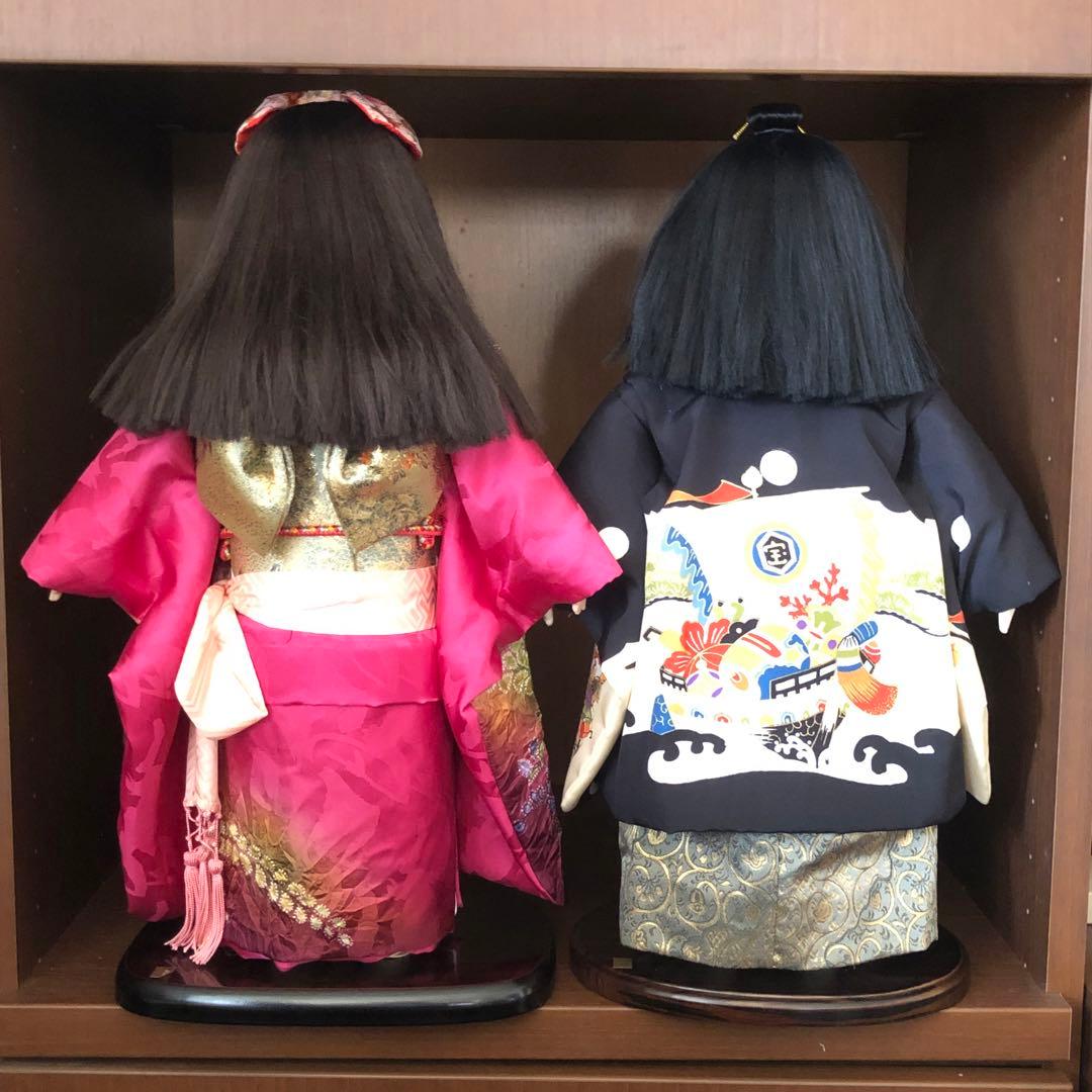【中古品】年内セール　ペア市松人形　東京久月　正絹衣装　ドール