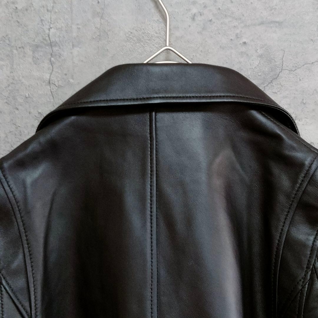 美品　アテニア　ラムレザー　ライダース　シングル　革ジャン　ブラック 9号　M