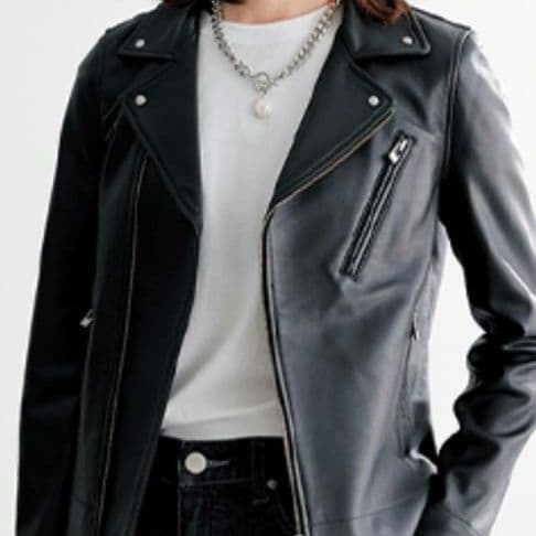 美品　アテニア　ラムレザー　ライダース　シングル　革ジャン　ブラック 9号　M