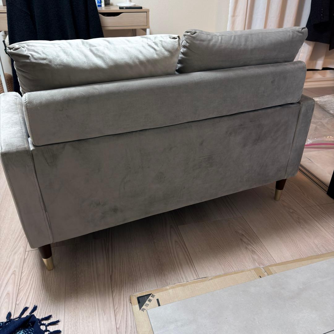 【直接取引可能】2人掛けソファ ベルベット調 LOWYA