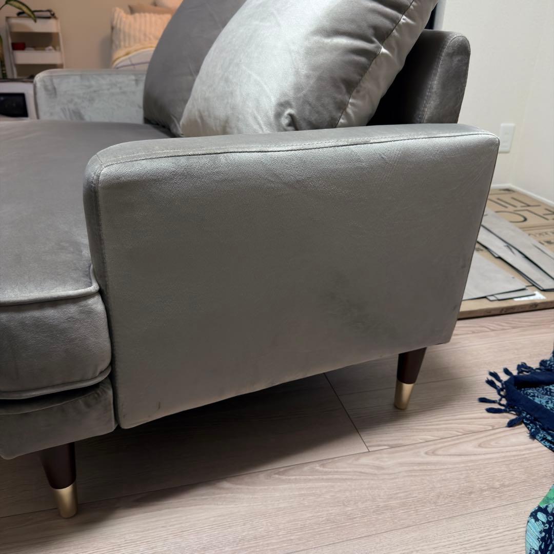 【直接取引可能】2人掛けソファ ベルベット調 LOWYA