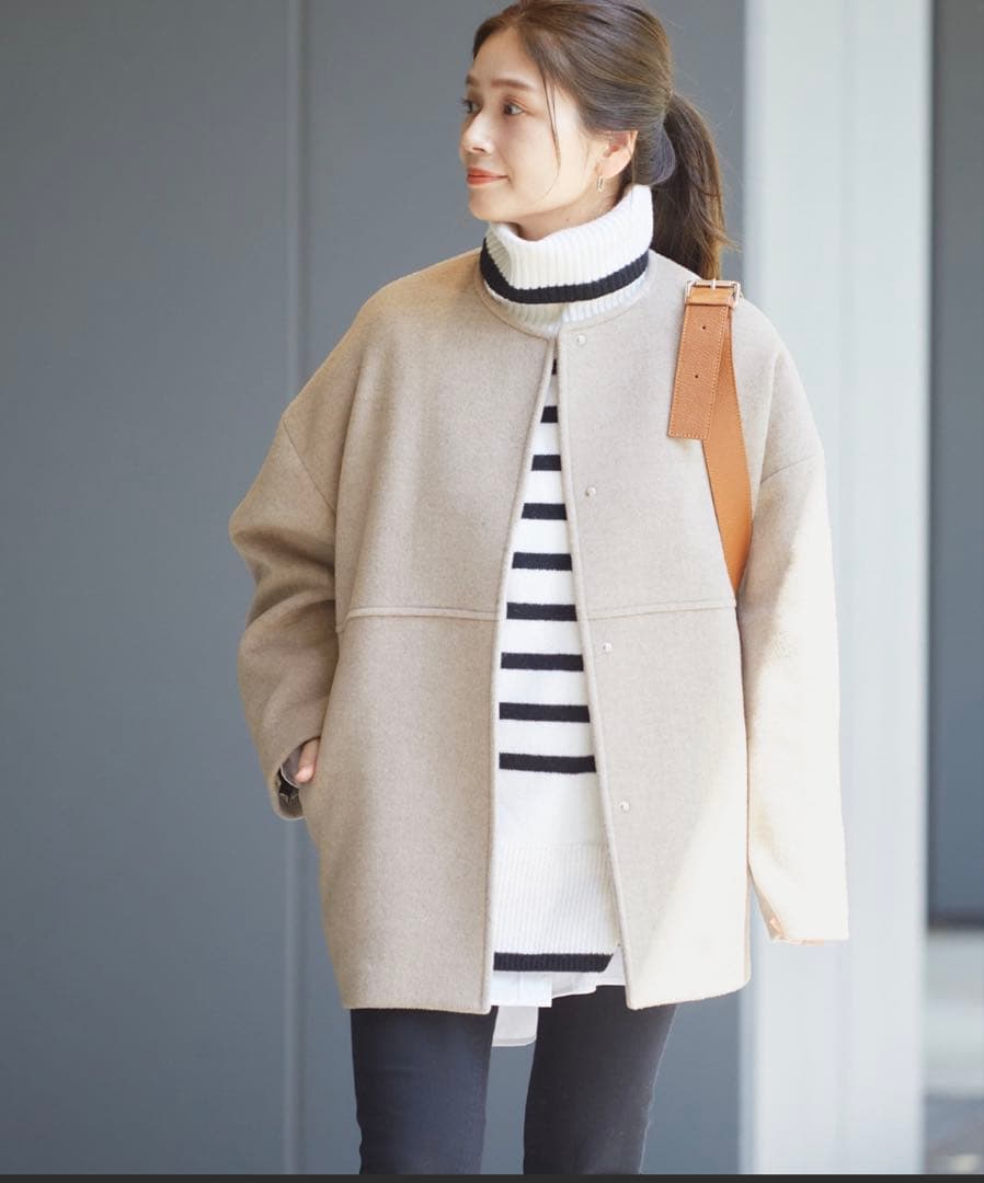 JOURNAL STANDARDスーパー140ノーカラーショートコート 美品