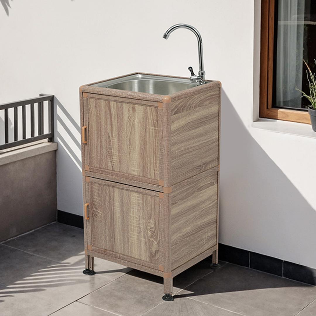 屋外 流し台 ステンレス W46×D35×H108cm ガーデンシンク 作業台