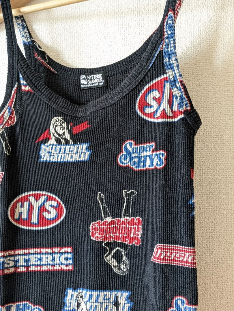美品✨️ヒステリックグラマー サーマル 総柄 プリント ワッフル キャミソール